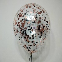 Воздушный шар с конфетти розовое золото и черный
